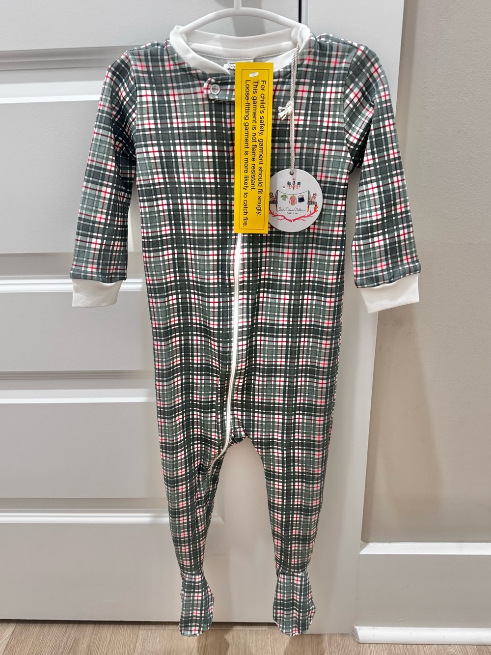 NWT Plaid Footed One-Piece Bamboo Pajamas